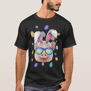 Pig Easter Bunny Ears Farmer Easter Eggs Hunting T-Shirt