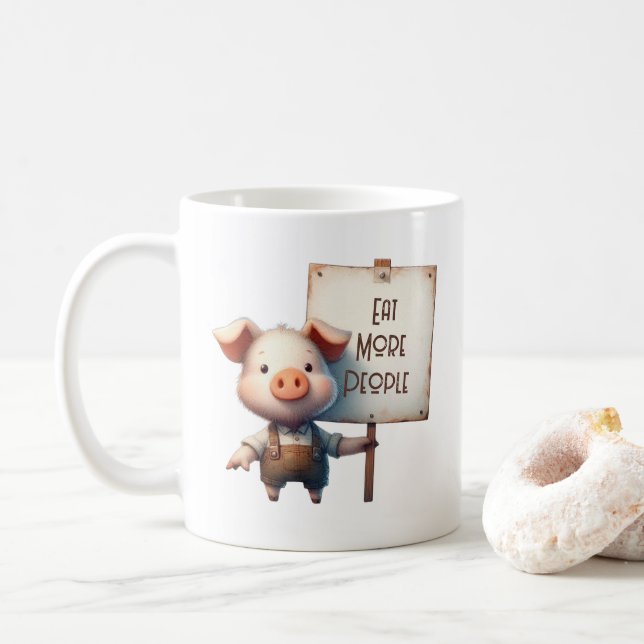 Pig - Eat More People Coffee Mug (With Donut)