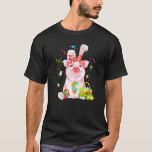 Pig Egg Hunting Basket Easter Bunny Spring Easter  T-Shirt