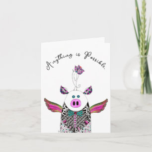 Pig et Oiseau Tout est possible Carte de voeux