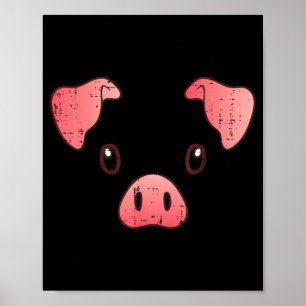 Pig Face Costume Cute Hog Halloween Animal Kids Poster