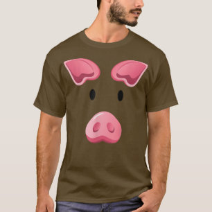 Pig Face Costume Funny Halloween Farm Animal Pig L T-Shirt