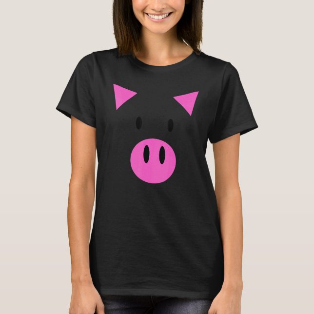 Pig Face Costume  Halloween Ping  Farm Animal T-Shirt (Front)