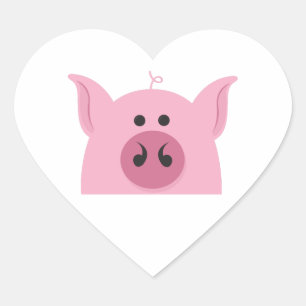 Pig Face Heart Sticker