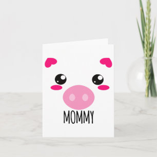 Pig Face Kawaii Halloween Costume For Mommy Funny Card