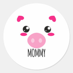 Pig Face Kawaii Halloween Costume For Mommy Funny  Classic Round Sticker
