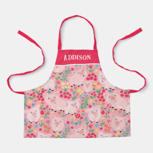 Pig Farm Animal Floral Rustic Personalized Apron
