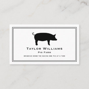 Pig Farm Animal Hog Farming Farmer Black White Business Card
