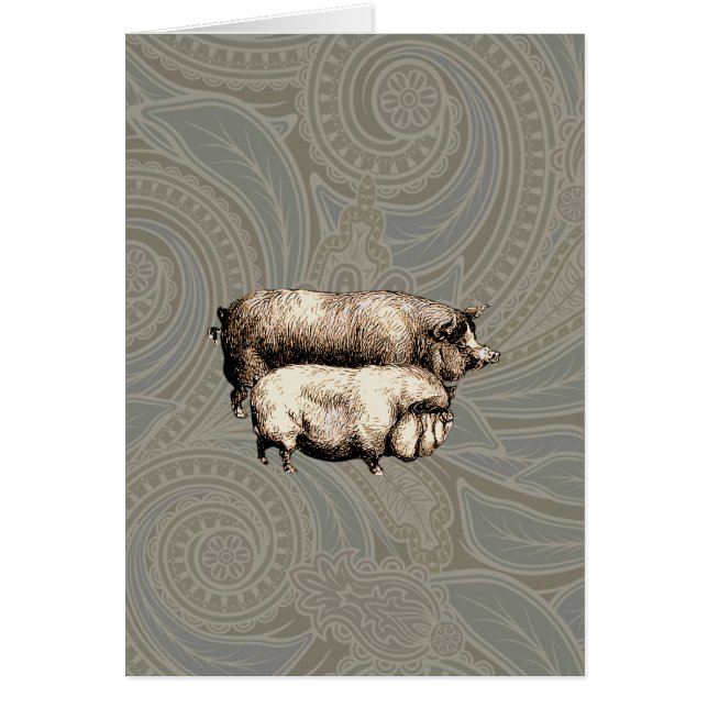 Pig Farm Country Antique Illustration Art (Front)