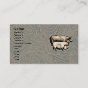 Pig Farm Country Antique Illustration Art Business Card