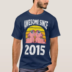 Pig Farm Lover Awesome Since 2015 7th Birthday 7 Y T-Shirt