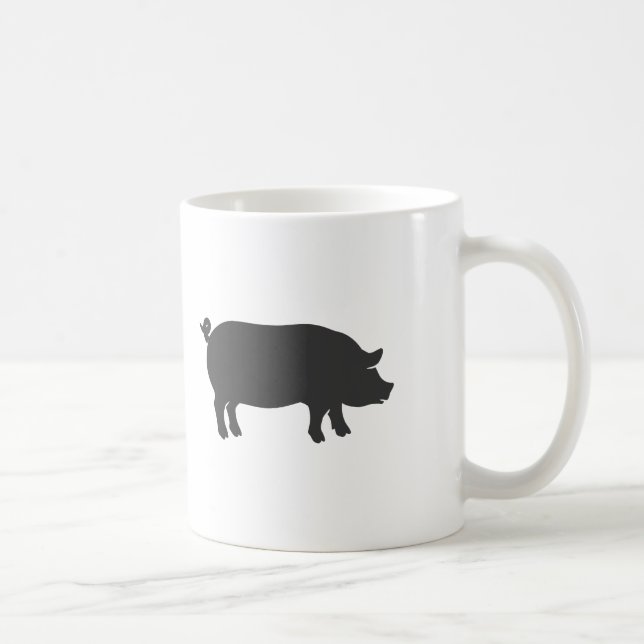 Pig farm silhouette - Choose background color Coffee Mug (Right)