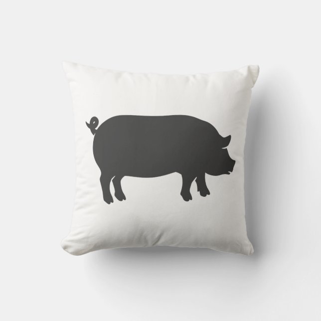 Pig farm silhouette - Choose background color Throw Pillow (Front)