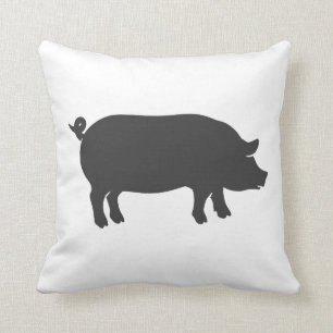 Pig farm silhouette - Choose background color Throw Pillow
