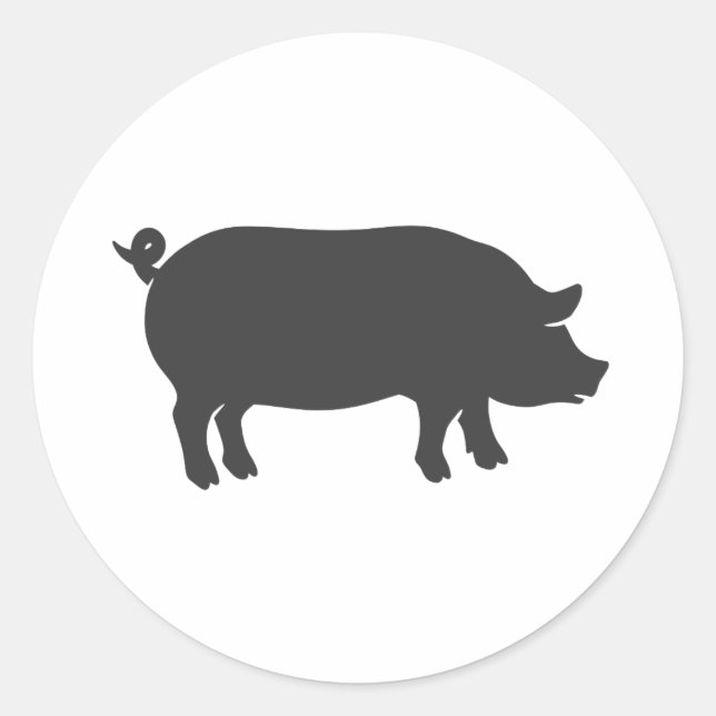 Pig farm silhouette - Choose background colour Classic Round Sticker (Front)