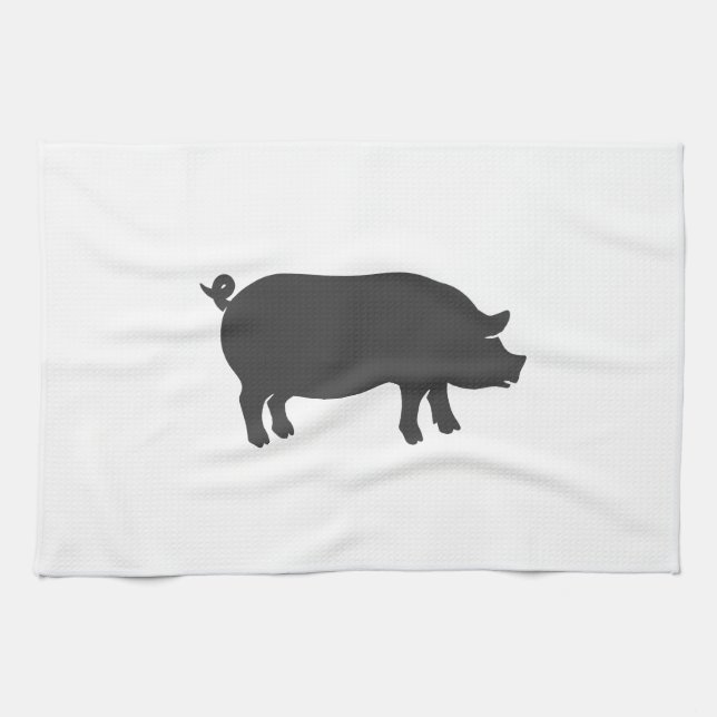 Pig farm silhouette - Choose background colour Kitchen Towel (Horizontal)