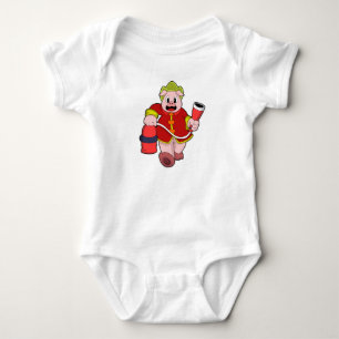Pig Firefighter Fire extinguisher Baby Bodysuit