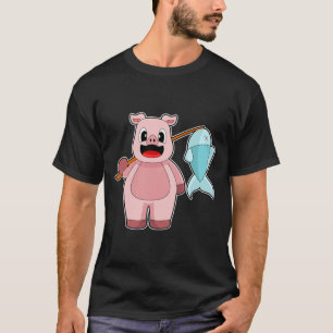 Pig Fisher Fishing rod Fishing T-Shirt