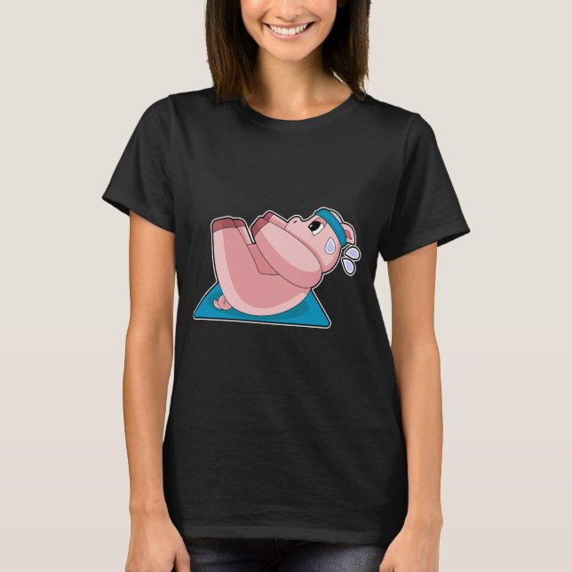 Pig Fitness Abs Workout Sports T-Shirt (Front)