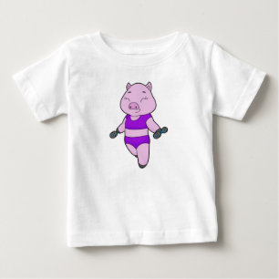 Pig Fitness Dumbbell Baby T-Shirt