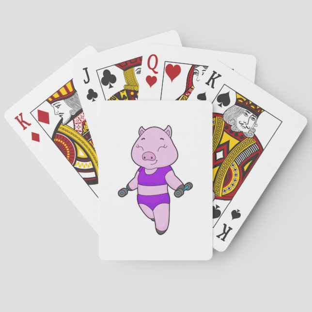Pig Fitness Dumbbell Playing Cards (Back)