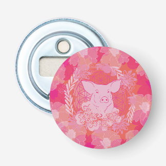 pig,flower of life, blue, mandala,zen,chakra,patt bottle opener
