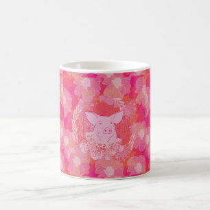pig,flower of life, blue, mandala,zen,chakra,patt coffee mug