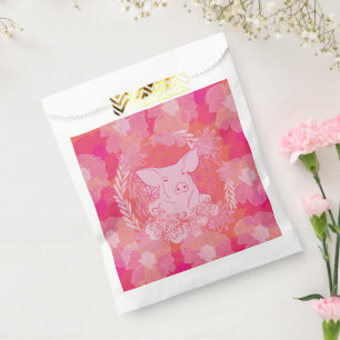 pig,flower of life, blue, mandala,zen,chakra,patt favour bag
