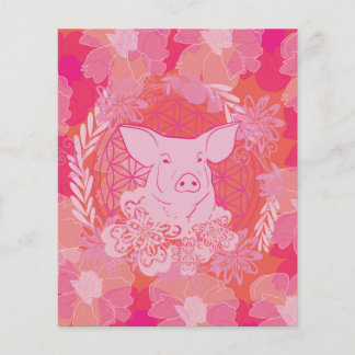 pig,flower of life, blue, mandala,zen,chakra,patt flyer