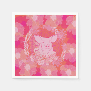 pig,flower of life, blue, mandala,zen,chakra,patt napkin
