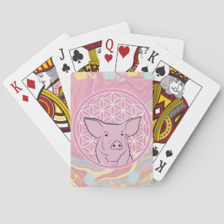 pig,flower of life, rose, mandala,zen,chakra, playing cards