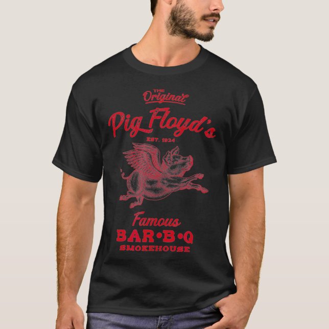 Pig Floyd's Famous BarBQ Smokehouse  Funny BBQ bac T-Shirt (Front)