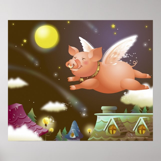 Pig flying in the sky poster (Front)