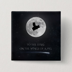 Pig Flying To The Stars 2 Inch Square Button