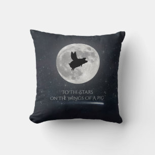 Pig Flying To The Stars Throw Pillow