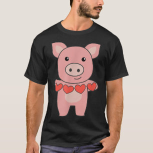 Pig For Valentine's Day Cute Animals With Hearts T-Shirt