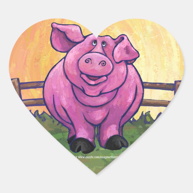Pig Gifts & Accessories Heart Sticker (Front)