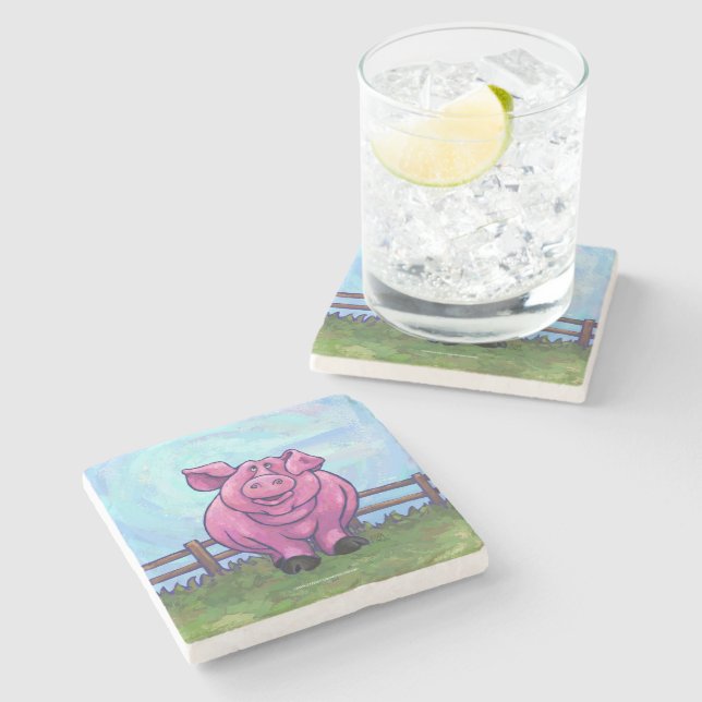Pig Gifts & Accessories Stone Coaster (Side)
