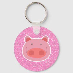 Pig Glitter Keychain