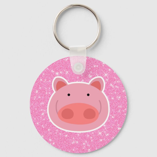 Pig Glitter Keychain (Front)