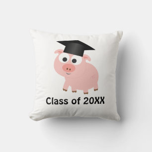 Pig Graduate 20XX Throw Pillow