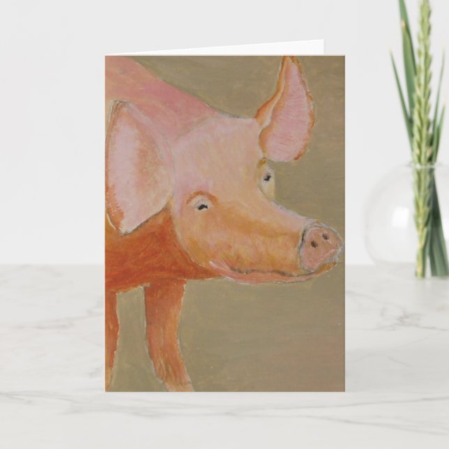 Pig Greetings Card (Front)