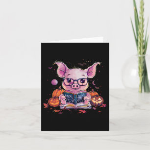 Pig Halloween Costume Pumpkin Witchcraft Book Read Card