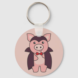 Pig Halloween Cute Devil Vampire Costume Keychain