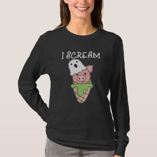 Pig Halloween Ghost I Scream Ice Cream Pun T-Shirt