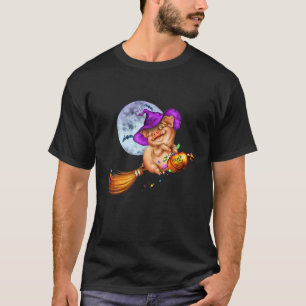 Pig Halloween Pumpkin Witch Hat Halloween Cute Cos T-Shirt