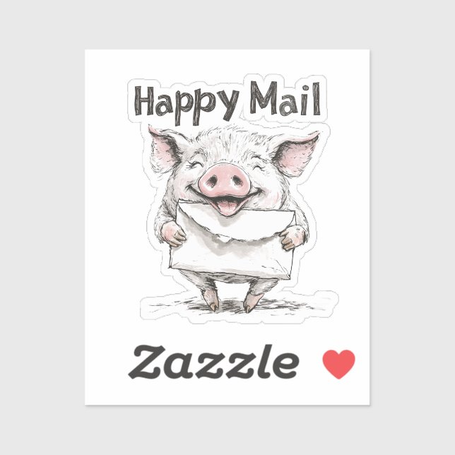 Pig, Happy Mail, Sticker  (Sheet)