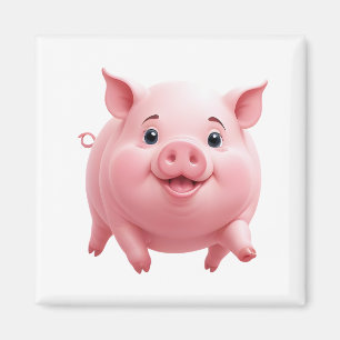Pig Happy Playful Fun Jumping In The Air Joyful Magnet