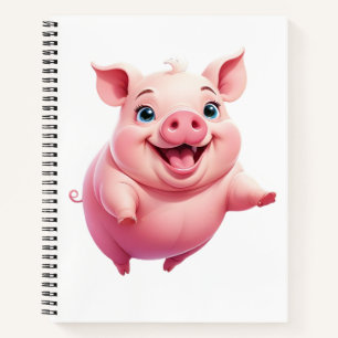 Pig Happy Playful Fun Jumping In The Air Joyful Notebook