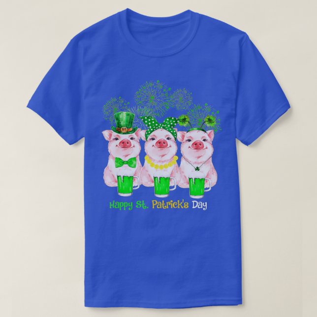 Pig Happy St Patricks Day Family Farmer Farming Lo T-Shirt (Design Front)